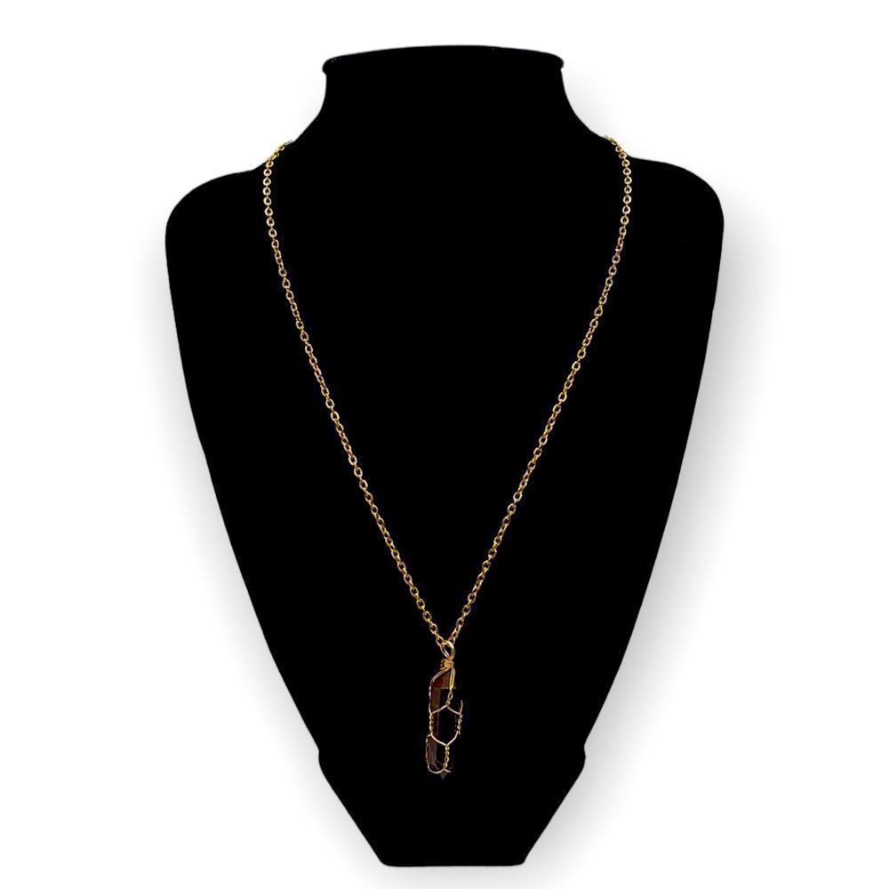 NWT Wool + Pepper Co. Tigers Eye Crystal & Gold Necklace - CONFIDENCE